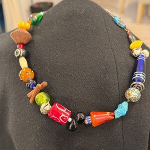 Multicolor Glass Bead Statement Necklace - Artisan Handcrafted Jewelry